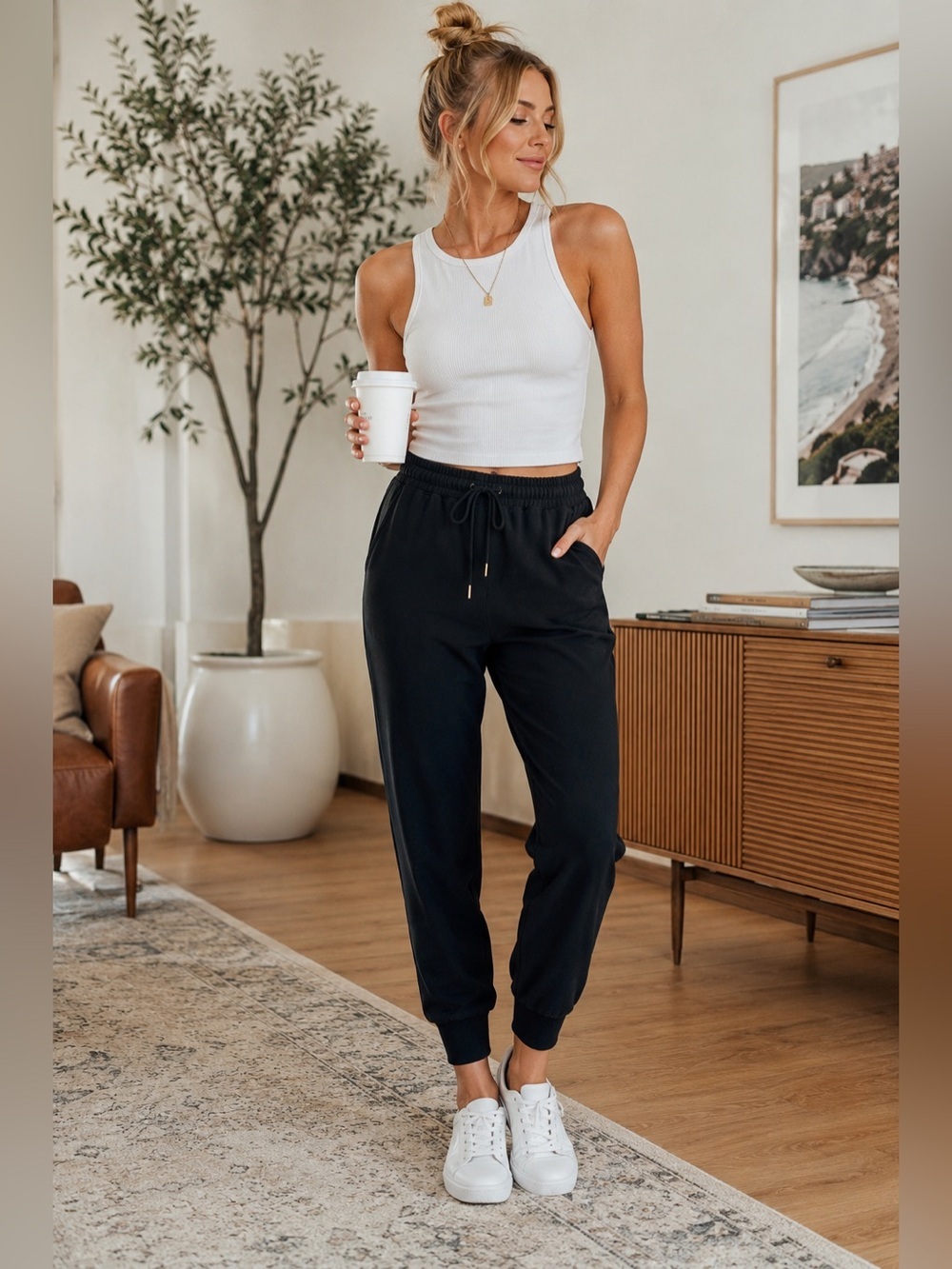Wilfred Aritzia Black Jogger Pants XXS Drawstring Tapered Pocket Minimalist